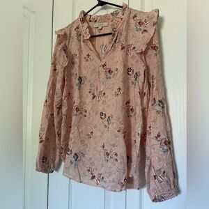 Pink Floral Spilt Neck Popover